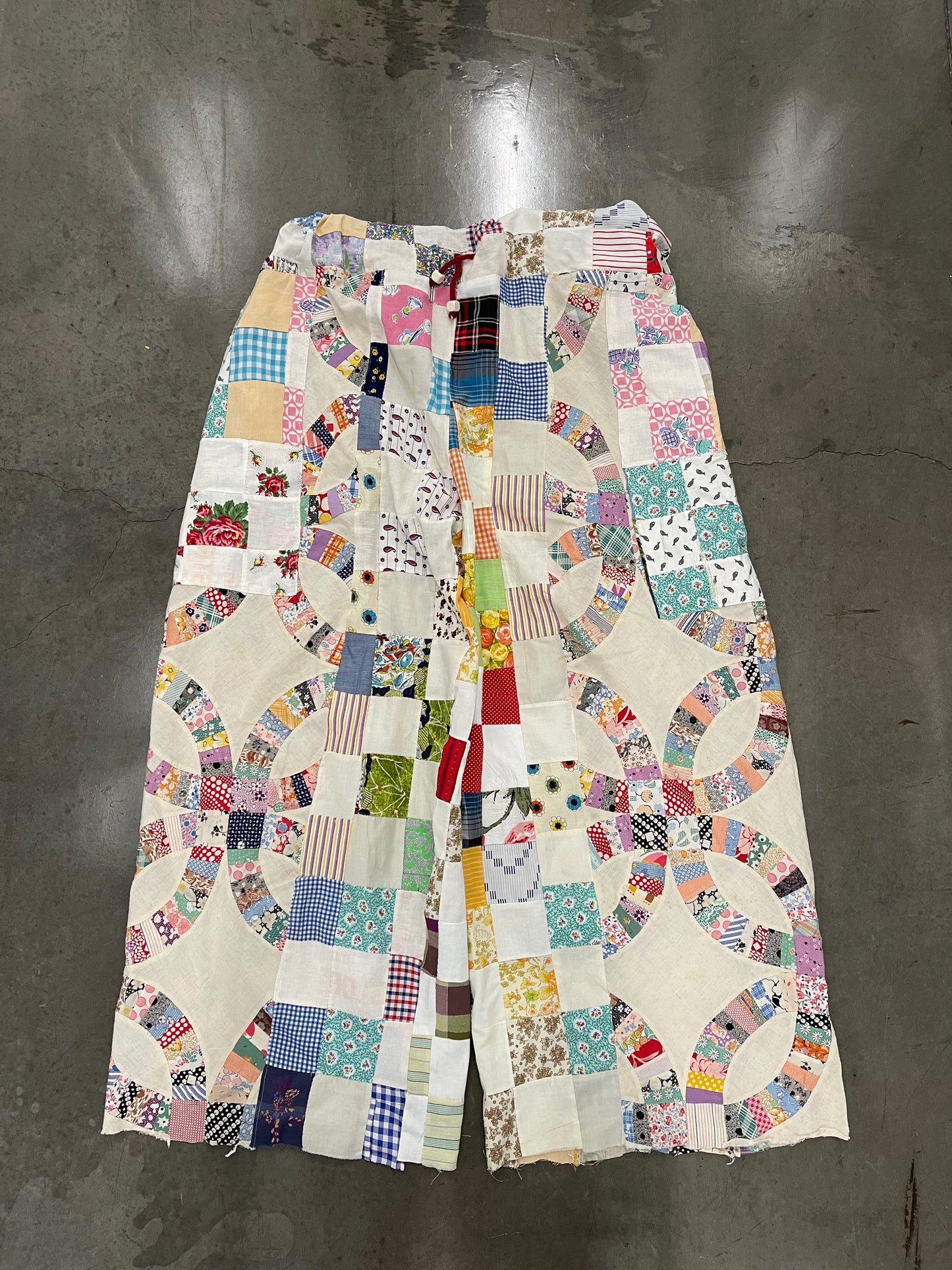 BLUESIN’S “REJOICING JOURNEYS” VINTAGE PATCHWORK QUILTED LIGHTWEIGHT WIDE LEG PANTS