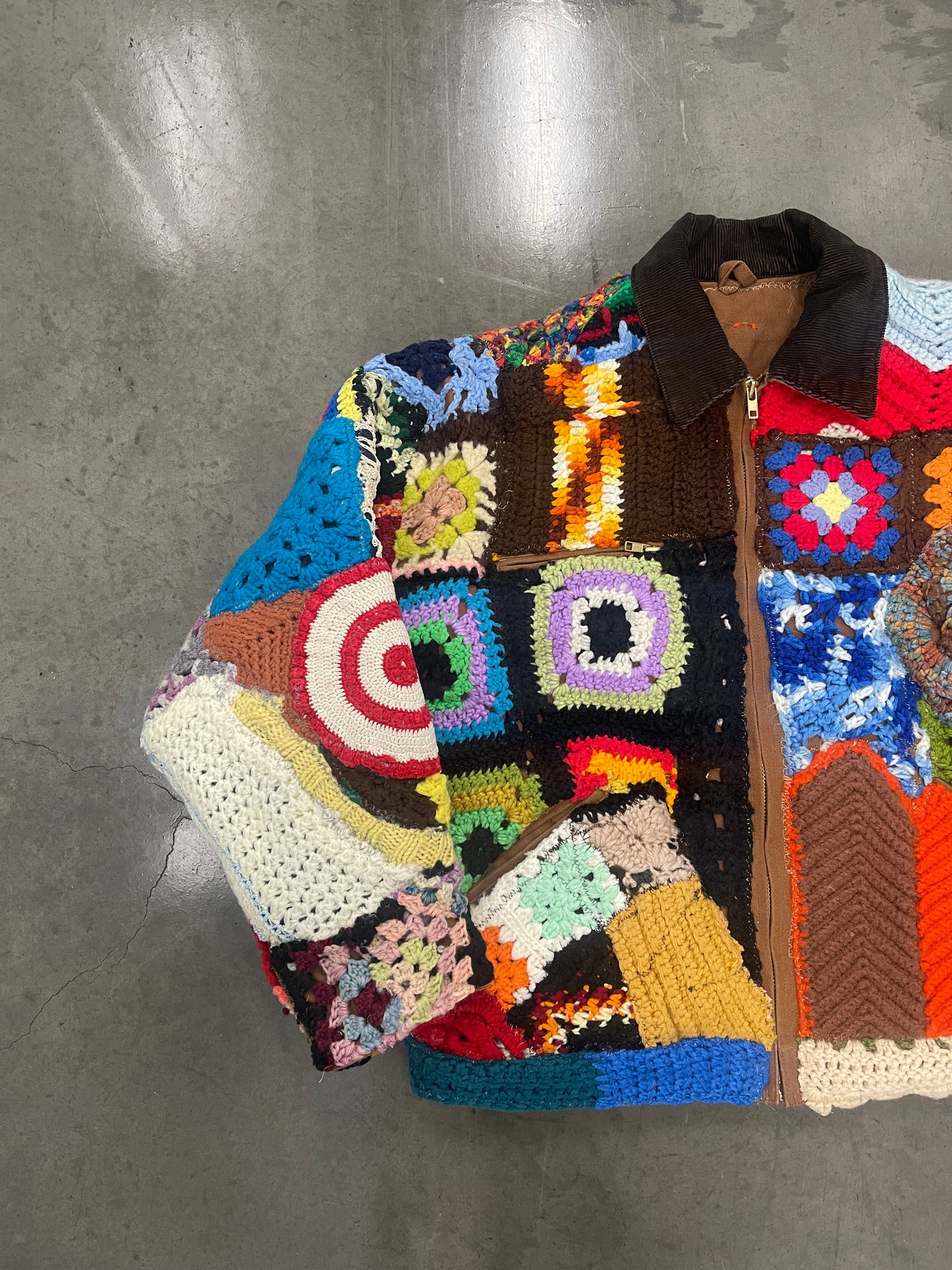 Bluesin’s “The Scrambled Bloom” Patchwork Crochet Work Jacket