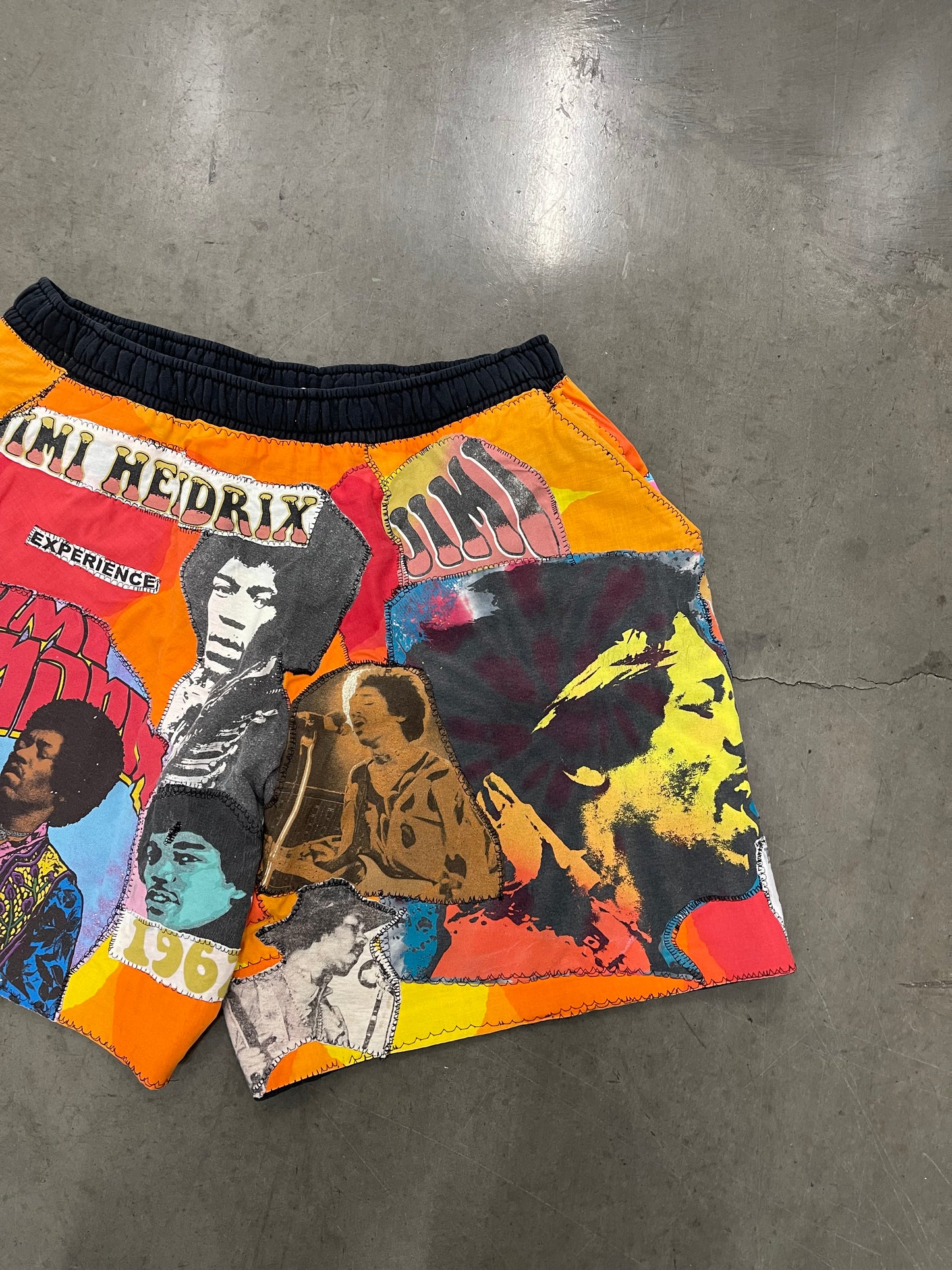 BLUESIN’S “BOLD AS LOVE” JIMI HENDRIX PATCHWORK SWEAT SHORTS