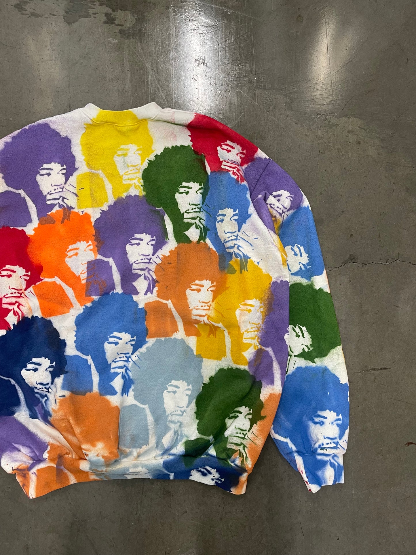 Bluesin’s “Look Over Yonder” Jimi Hendrix Painted Pullover Crewneck Sweatshirt