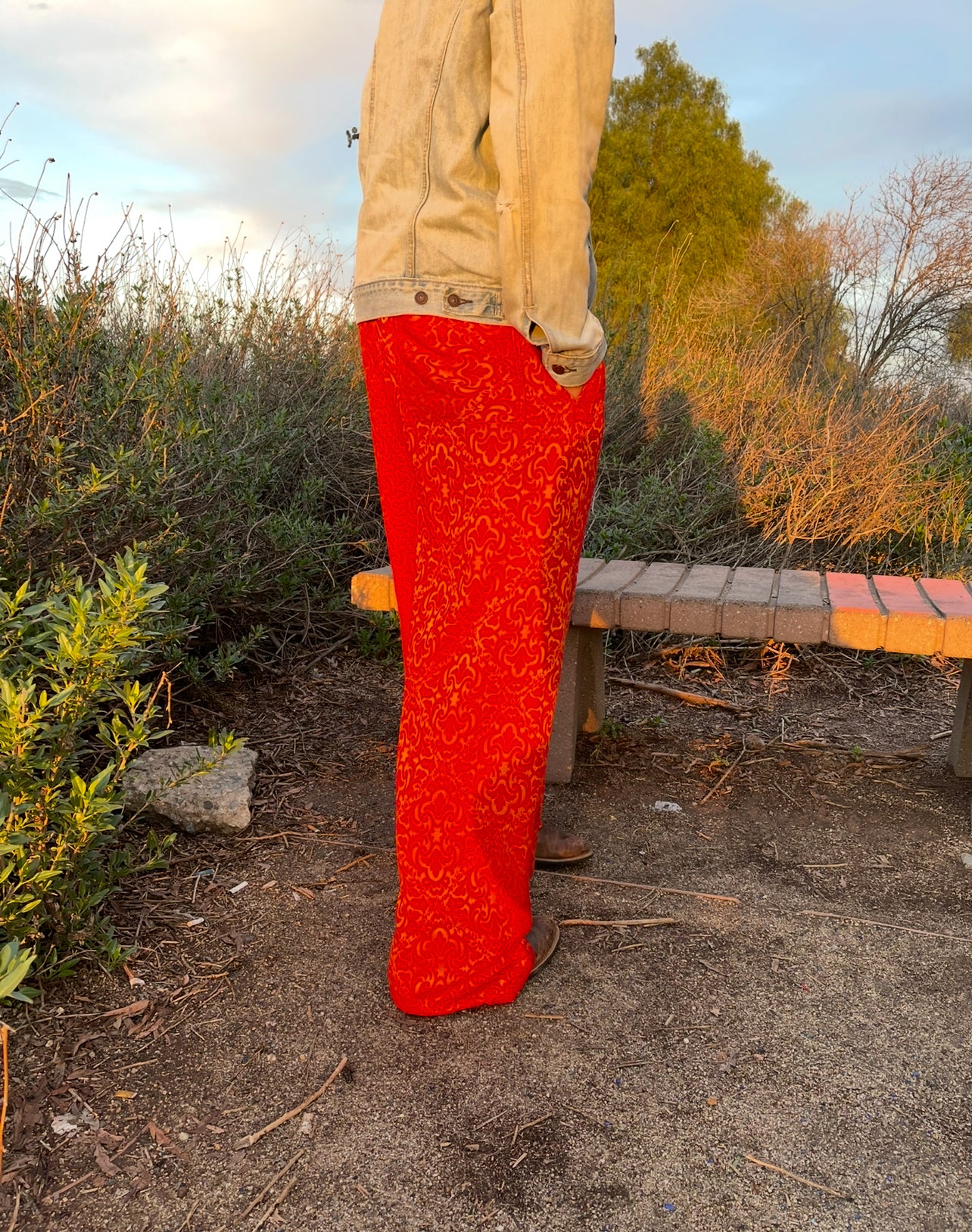 Bluesin’s “Sparkled Shimmer” Brocade Velvet Chenille Pants