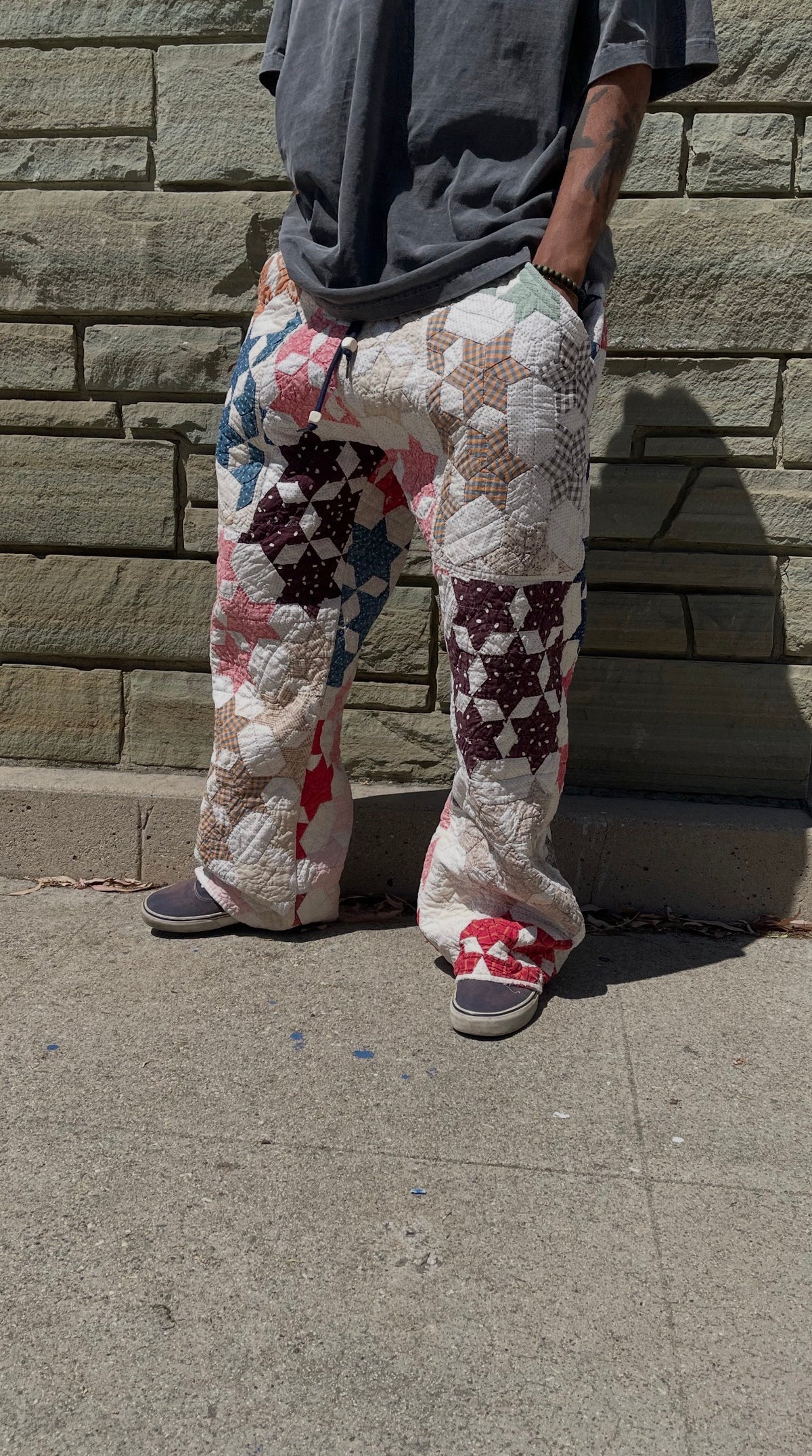BLUESIN’S “BIG STAR BLUES” VINTAGE QUILT QUILTED PANTS