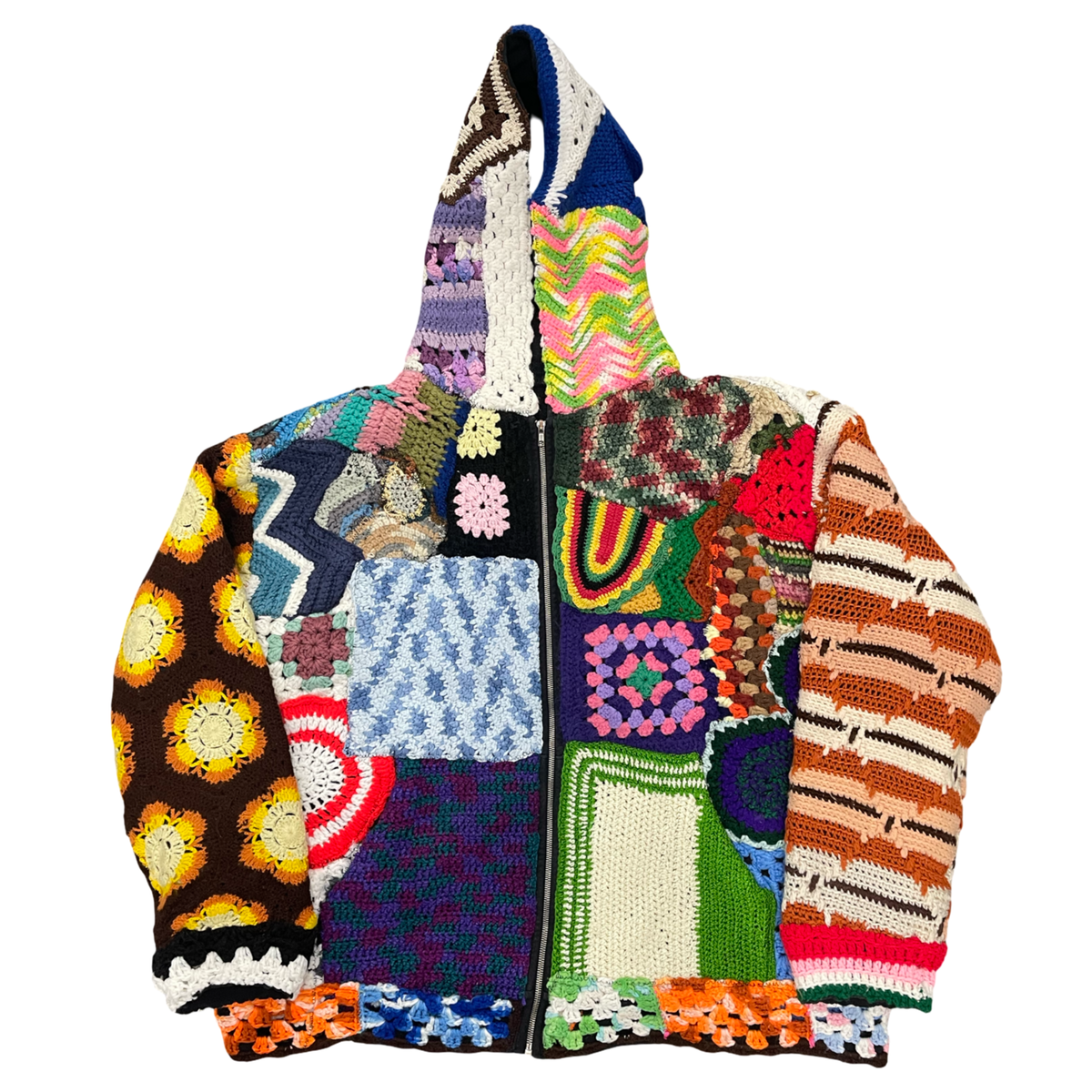 BLUESIN’S “ATOMIC ORCHESTRA” CROCHET PATCHWORK HEAVYWEIGHT HOODIE