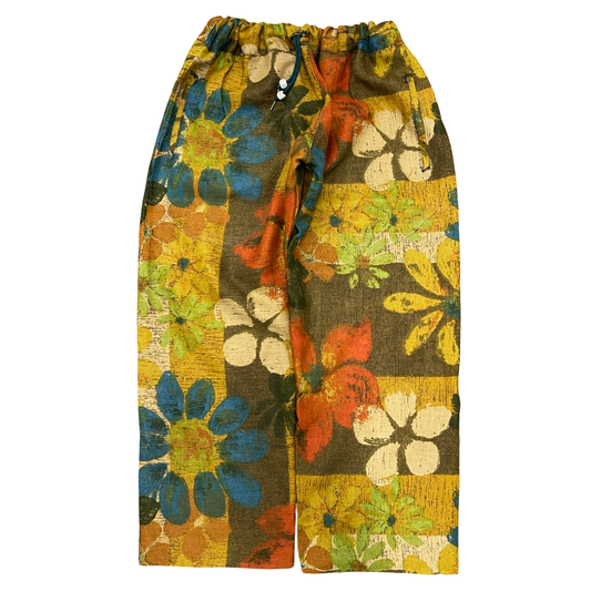 BLUESIN’S “TEXTURED BLOSSOMS” VINTAGE WATERCOLOR FLORAL PANTS