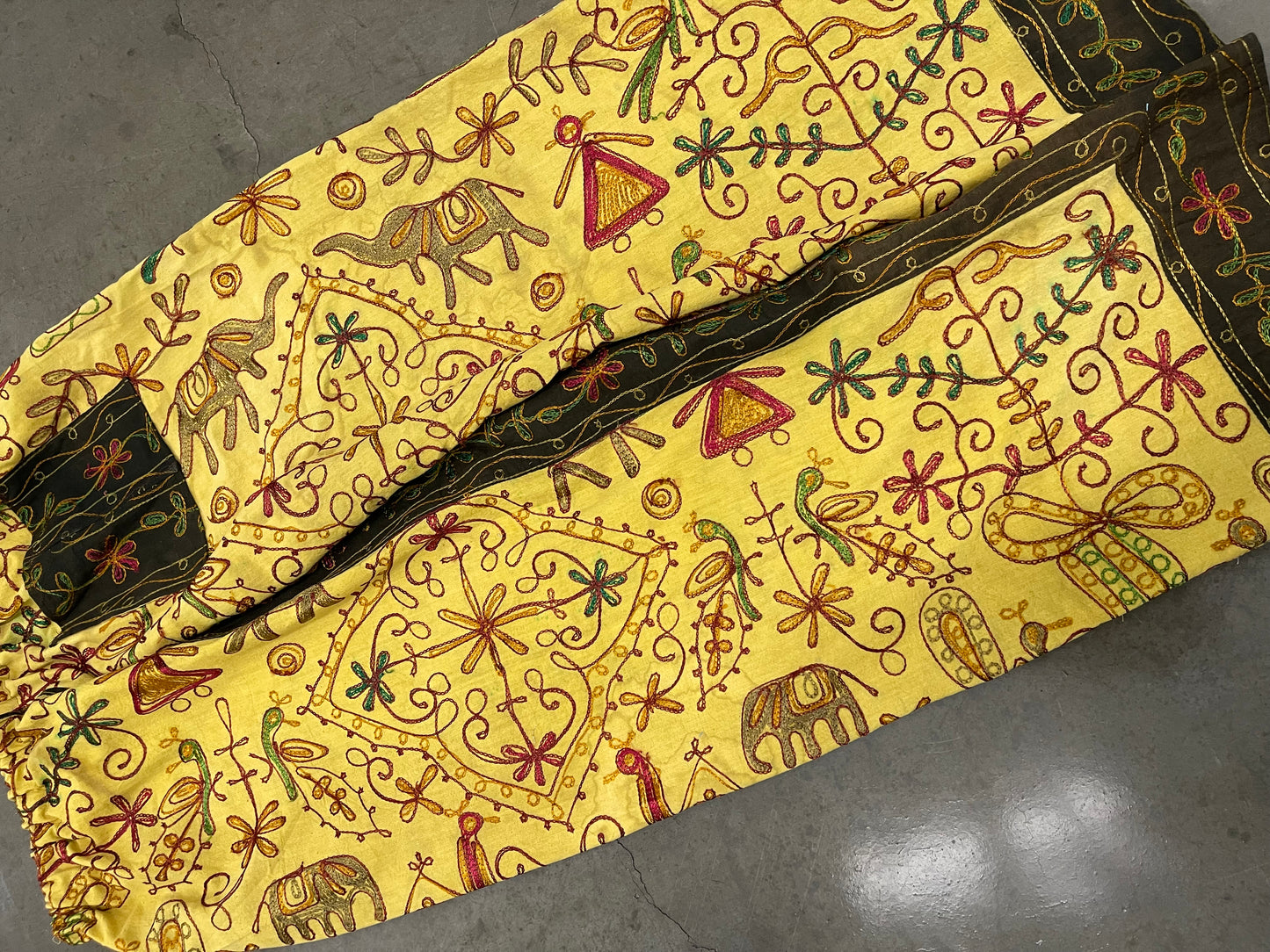 BLUESIN’S “SEEKING THRILLS” VINTAGE HAND EMBROIDERED TAPESTRY PANTS