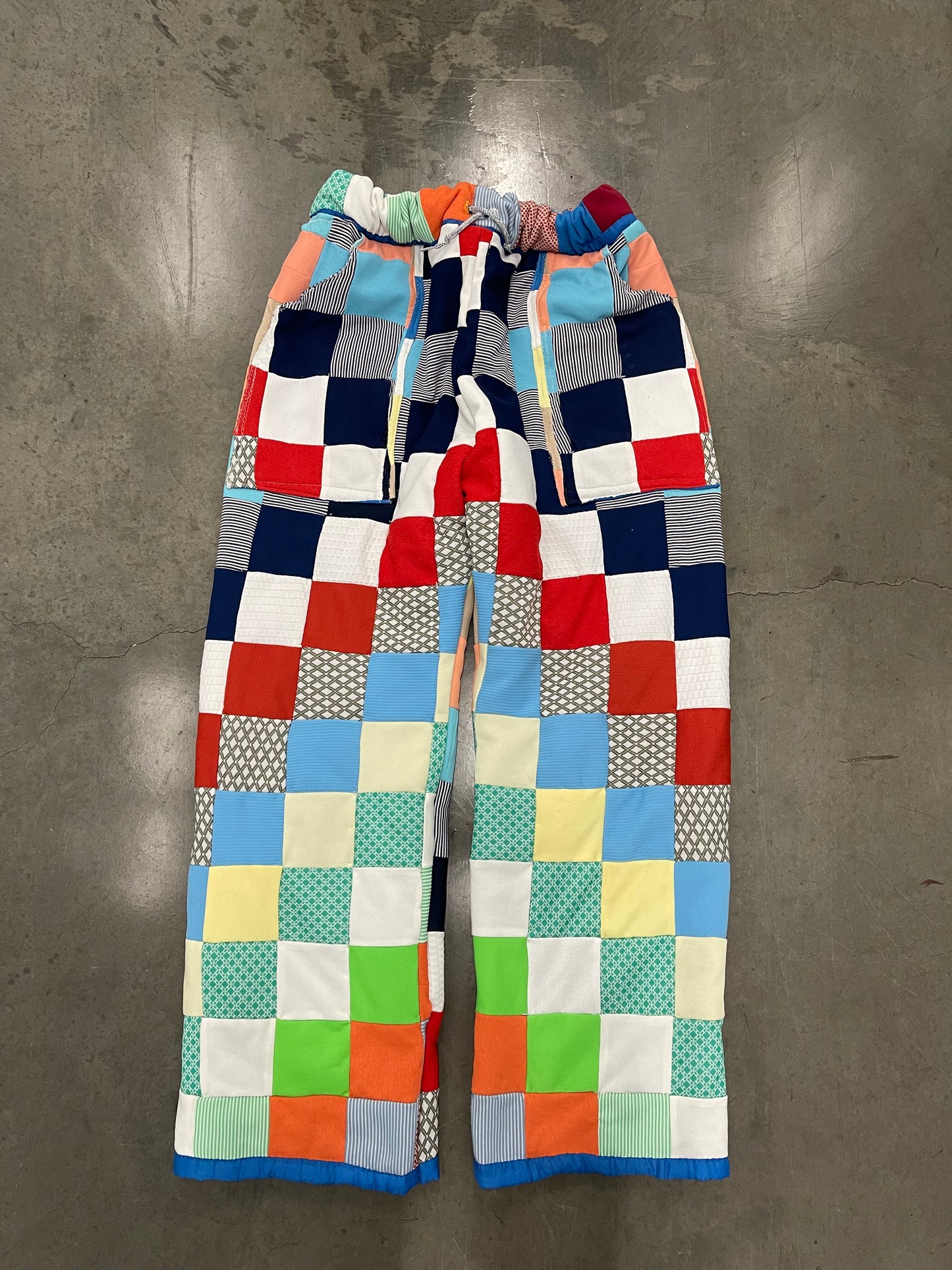 BLUESIN’S “UP N’ AT IT” VINTAGE POLYESTER SQUARE KNIT QUILT PANTS