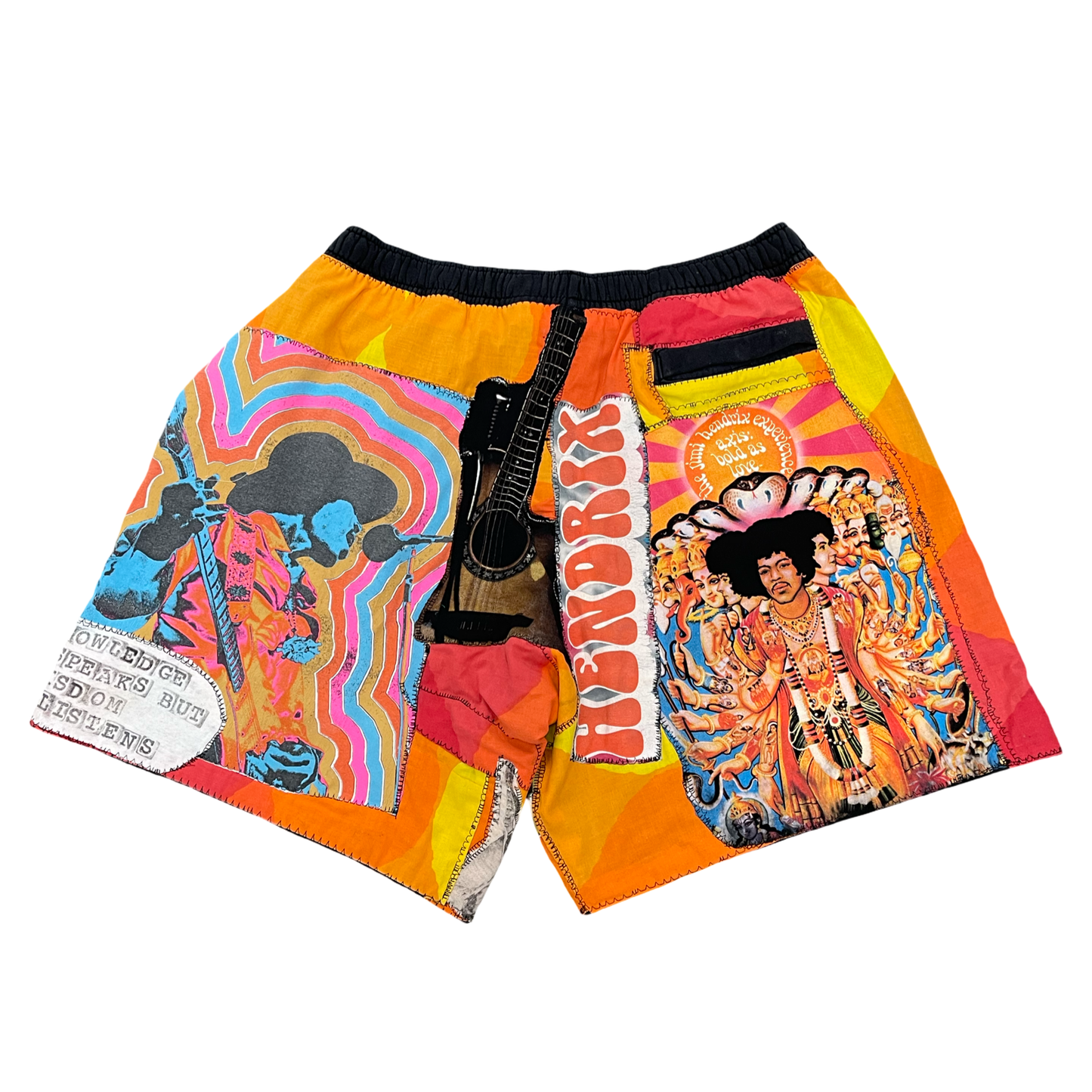BLUESIN’S “BOLD AS LOVE” JIMI HENDRIX PATCHWORK SWEAT SHORTS