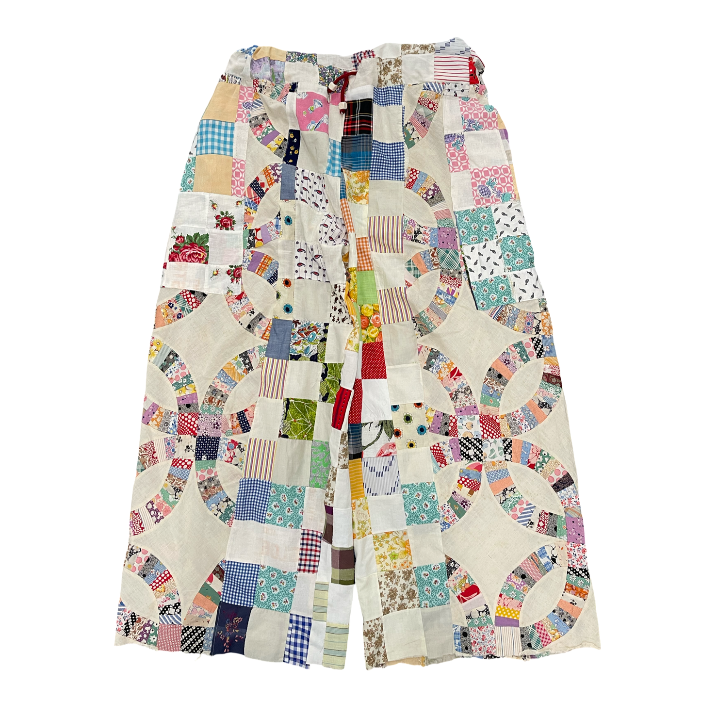 BLUESIN’S “REJOICING JOURNEYS” VINTAGE PATCHWORK QUILTED LIGHTWEIGHT WIDE LEG PANTS