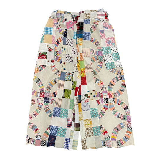 BLUESIN’S “REJOICING JOURNEYS” VINTAGE PATCHWORK QUILTED LIGHTWEIGHT WIDE LEG PANTS