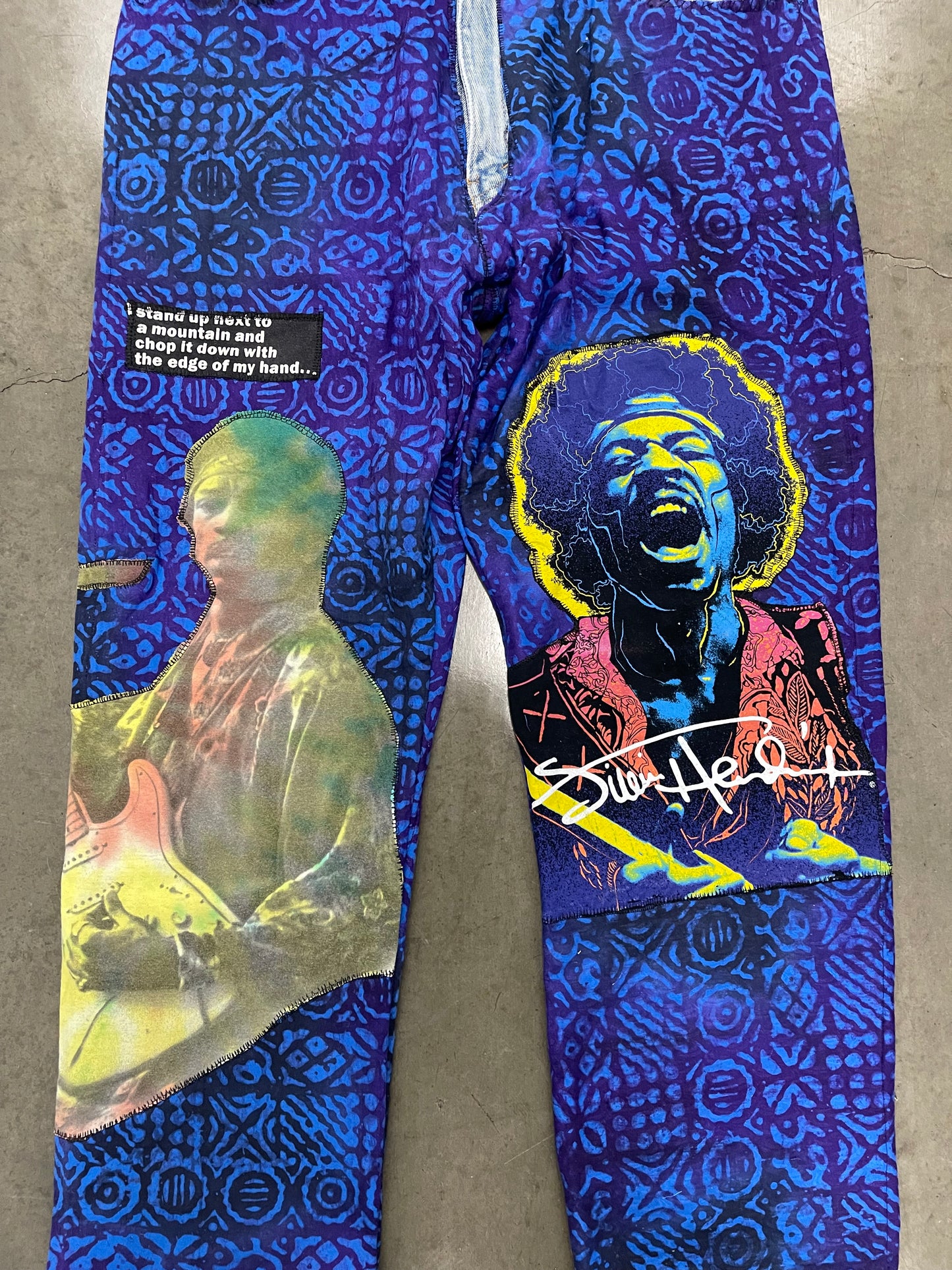 Bluesin’s “I’m A Voodoo Chile” Jimi Hendrix Patchwork Denim Jeans