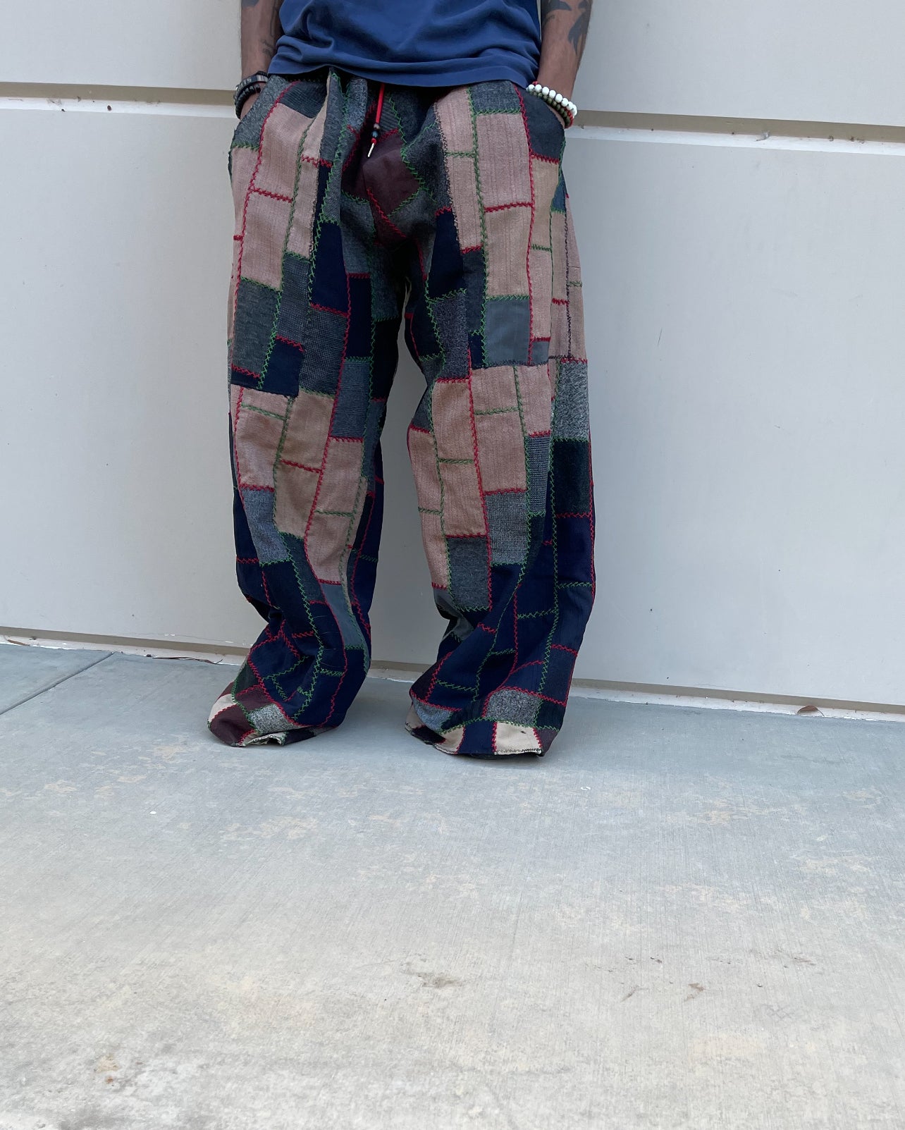 Bluesin’s “The Roof Blues” Wool Patchwork Vintage Wide Leg Pants