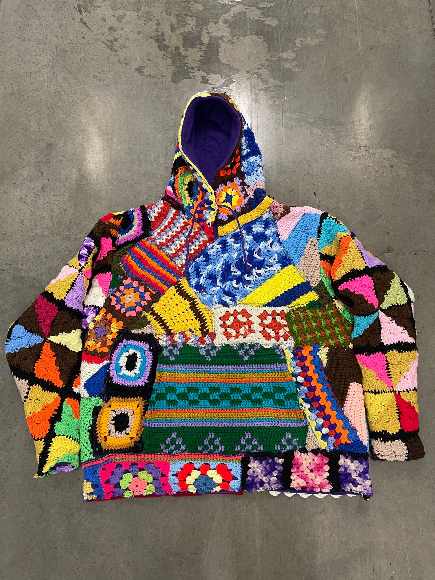 Bluesin’s “Unsorted Sights” Patchwork Chunky Crochet Hoodie