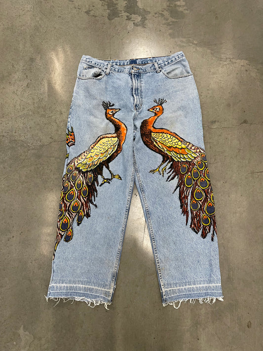 Bluesin’s “Peafowl’s Blues” Patchwork Vintage Denim Jeans