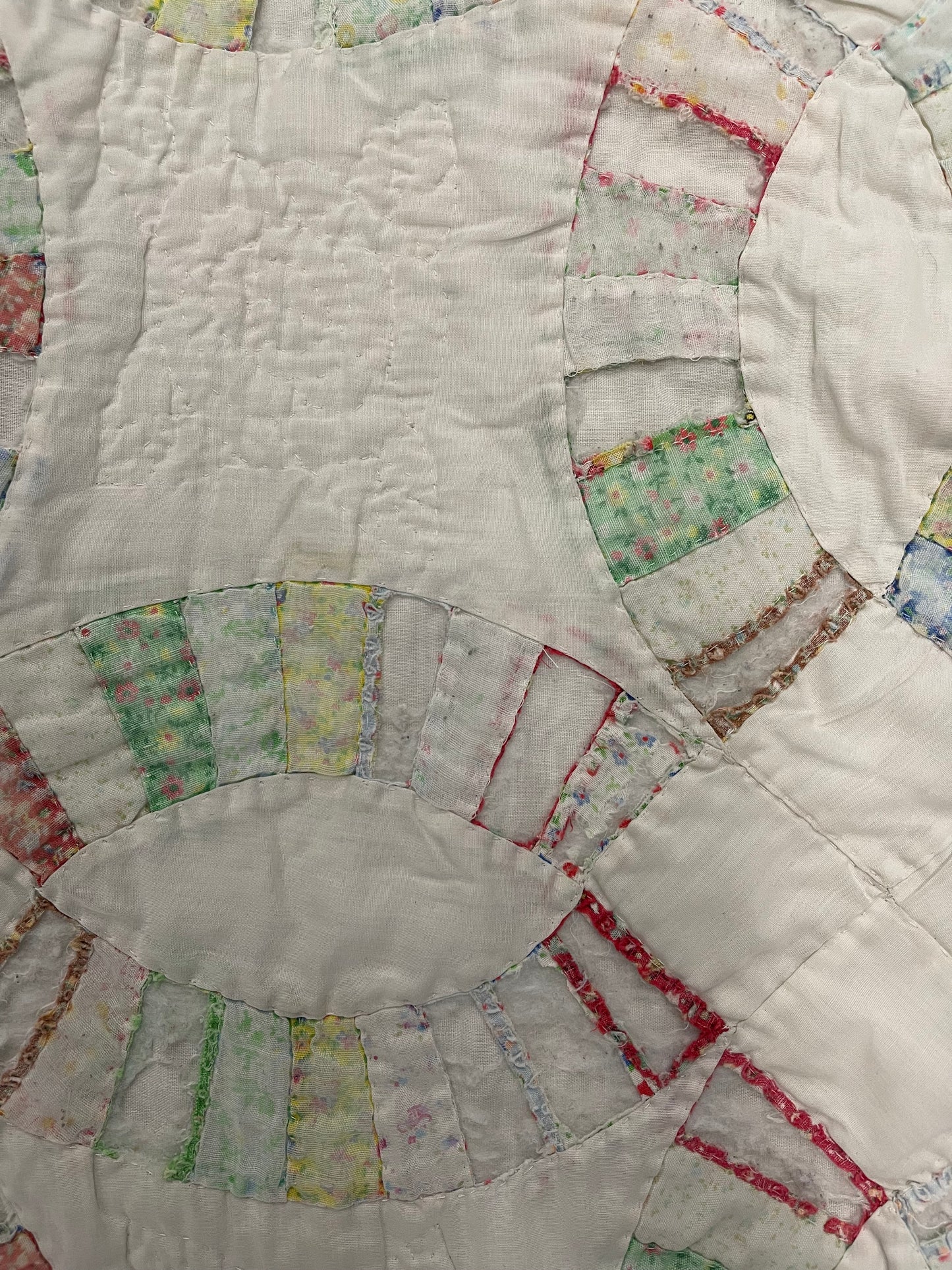 BLUESIN’S “INTERLOCKED HARMONIES” TATTERED WEDDING RING QUILTED VINTAGE PANTS