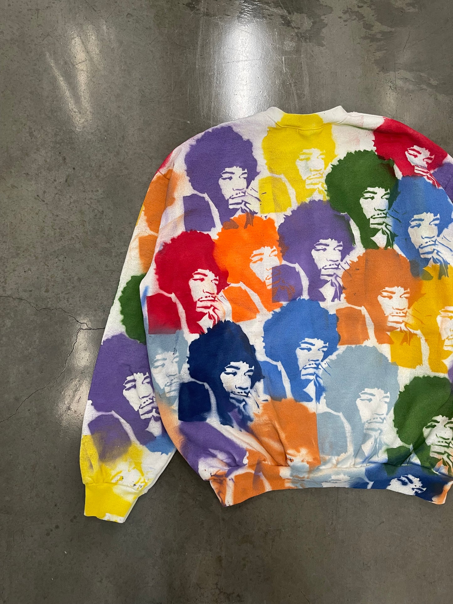 Bluesin’s “Look Over Yonder” Jimi Hendrix Painted Pullover Crewneck Sweatshirt