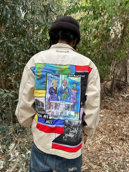 Bluesin’s “Central Ave. Jazz” Khaki Patchwork Workwear Jacket