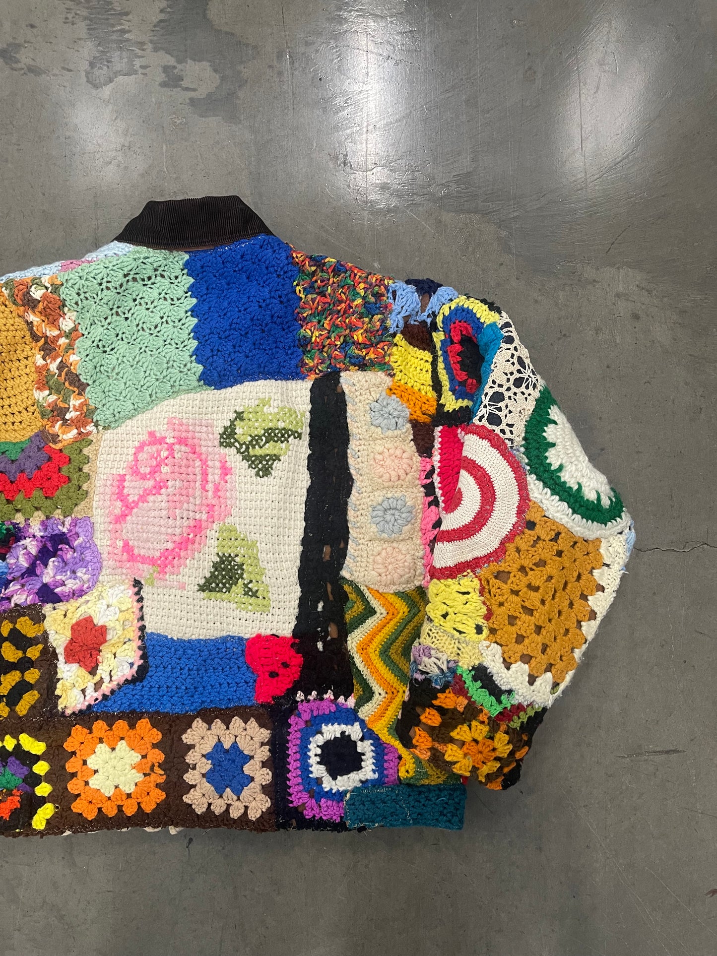 Bluesin’s “The Scrambled Bloom” Patchwork Crochet Work Jacket