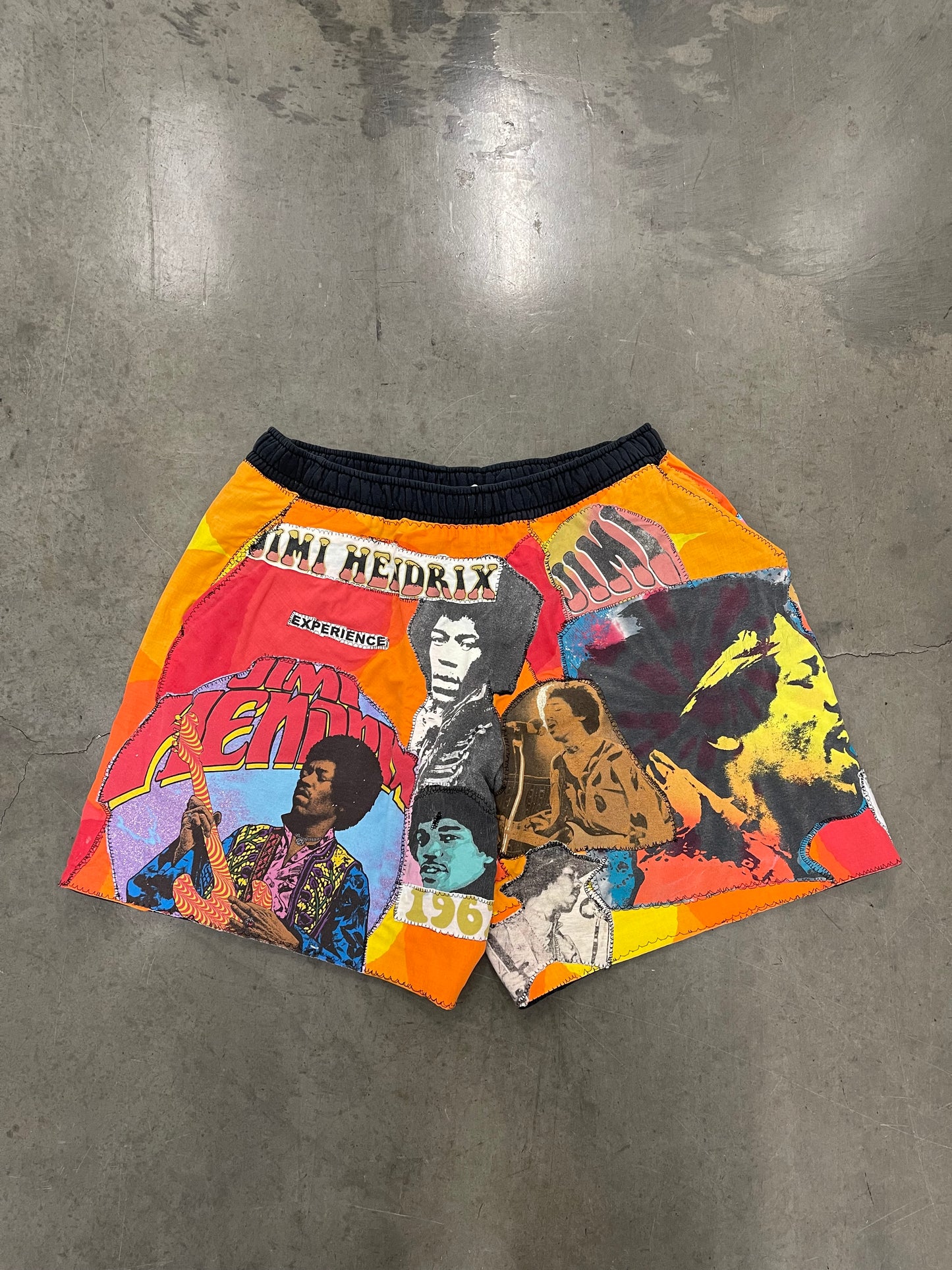 BLUESIN’S “BOLD AS LOVE” JIMI HENDRIX PATCHWORK SWEAT SHORTS