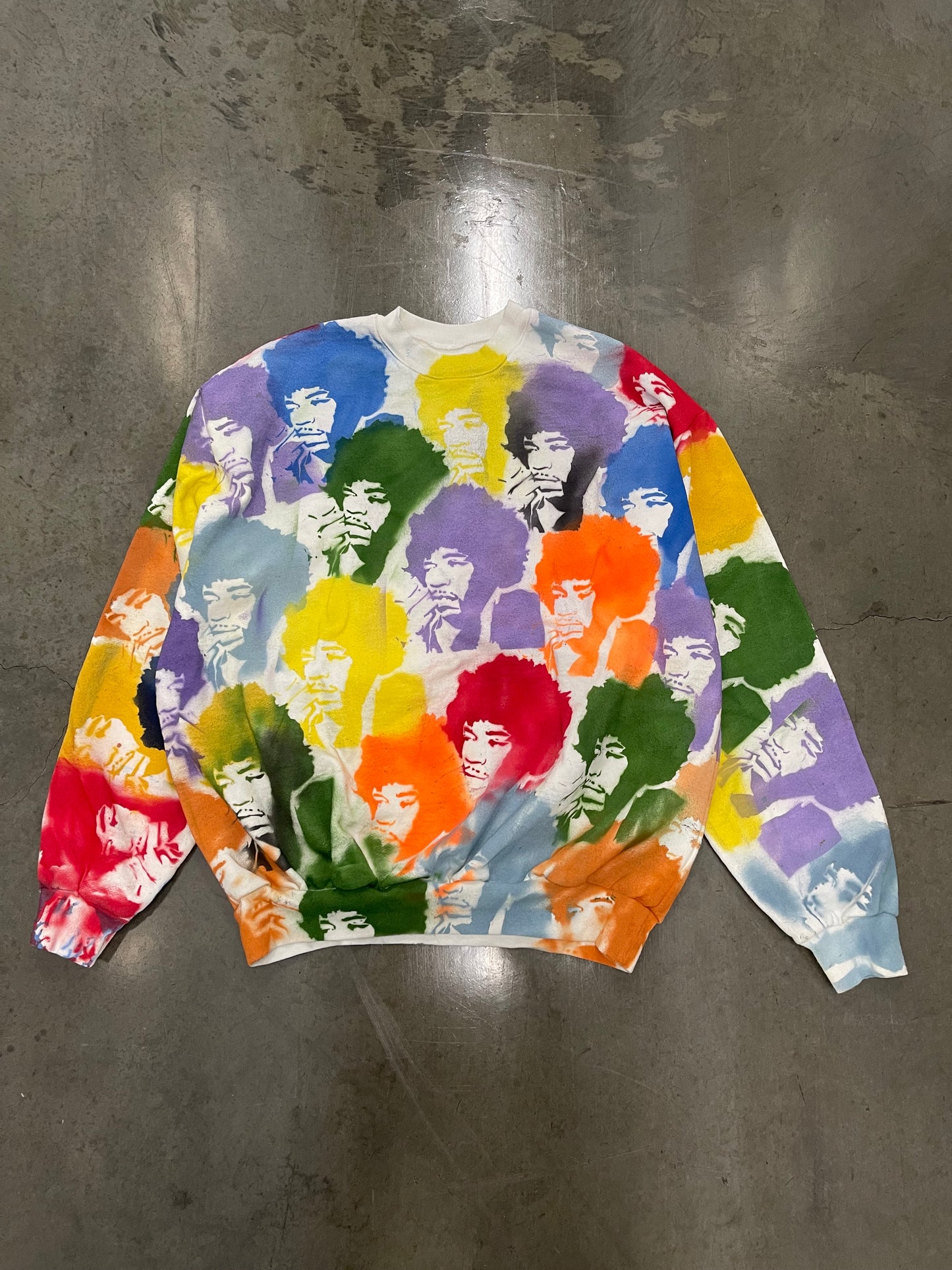 Bluesin’s “Look Over Yonder” Jimi Hendrix Painted Pullover Crewneck Sweatshirt