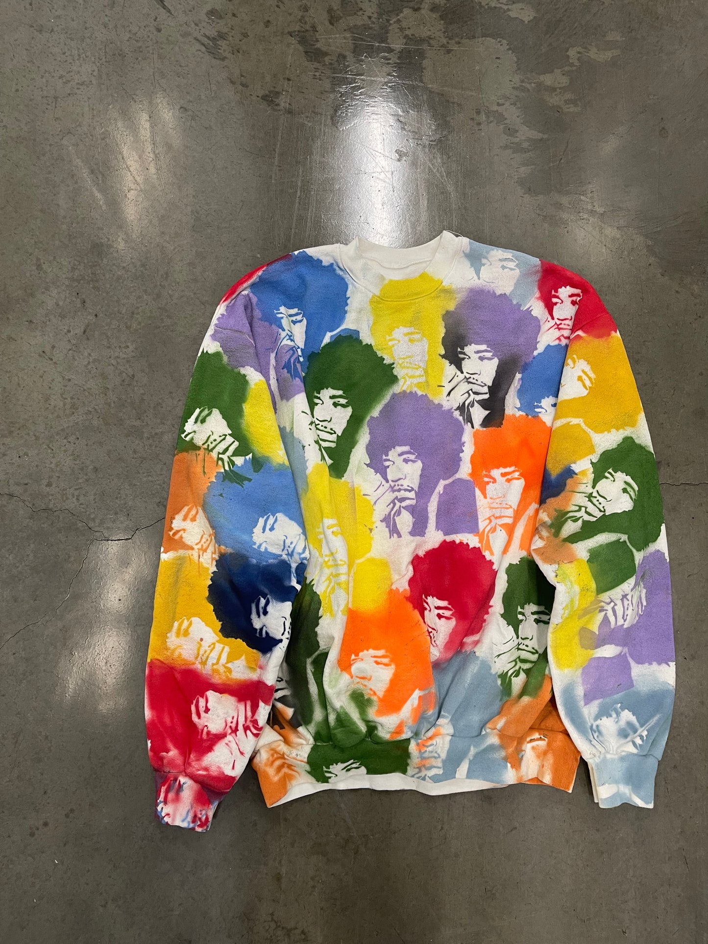 Bluesin’s “Look Over Yonder” Jimi Hendrix Painted Pullover Crewneck Sweatshirt