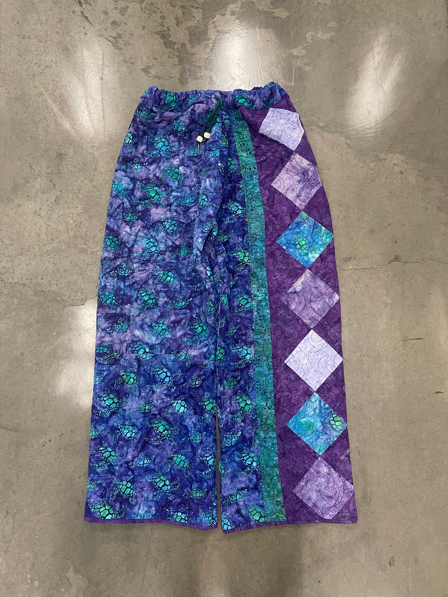 BLUESIN’S “TESTUDINES” VINTAGE QUILTED TURTLE PANTS