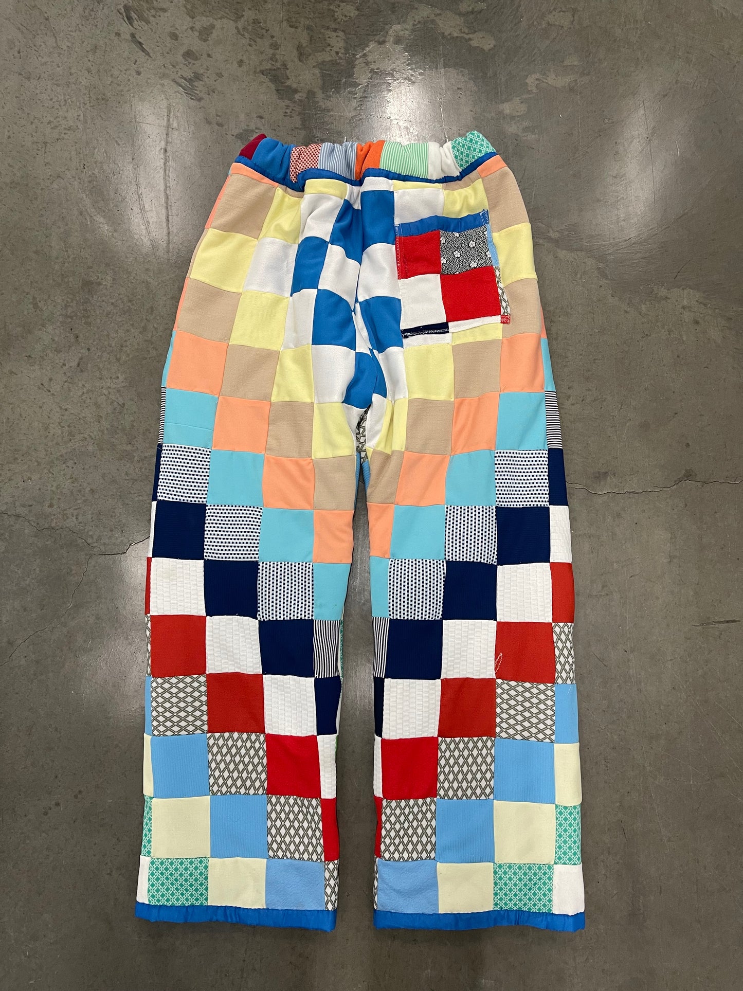 BLUESIN’S “UP N’ AT IT” VINTAGE POLYESTER SQUARE KNIT QUILT PANTS