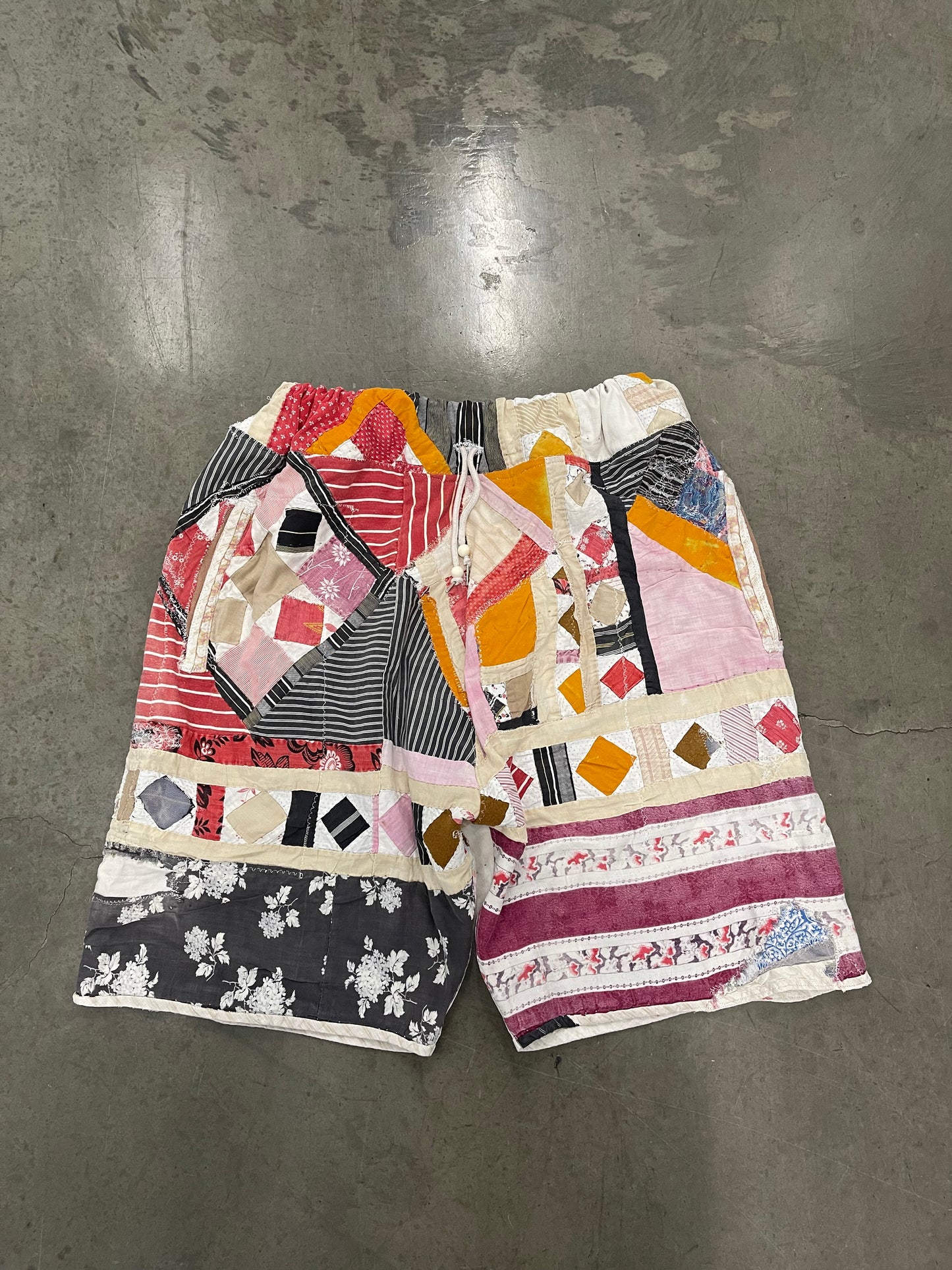 BLUESIN’S “SENTIMENTAL MOOD” VINTAGE QUILTED TATTERED SHORTS