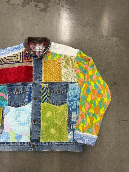 Bluesin’s “Spur Of The Blue Moment” Patchwork Reworked Denim Jean Trucker Jacket