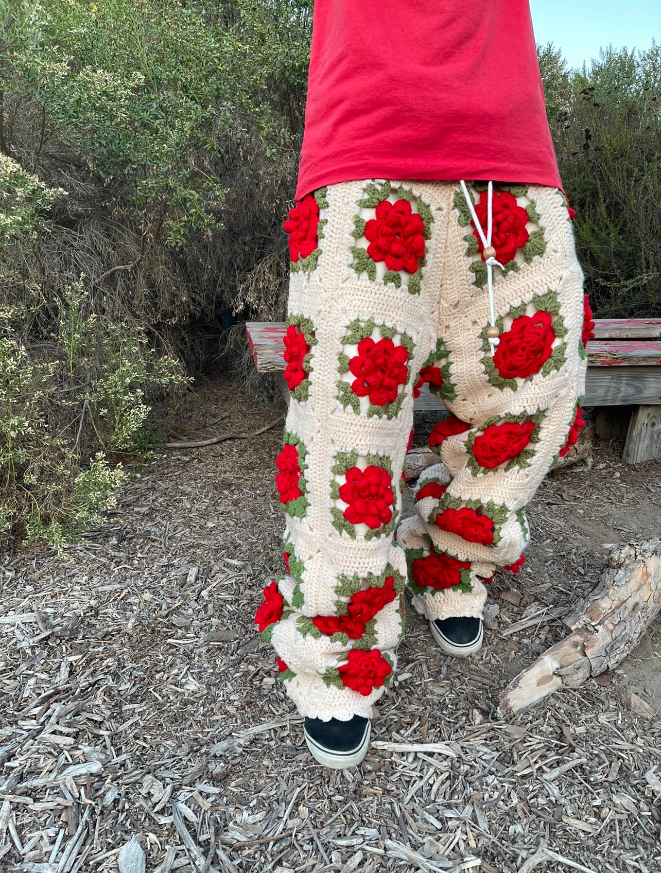 Bluesin’s “Petals Of Love” Rose Bloom Crochet Pants