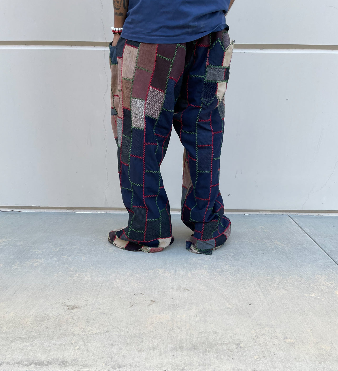 Bluesin’s “The Roof Blues” Wool Patchwork Vintage Wide Leg Pants