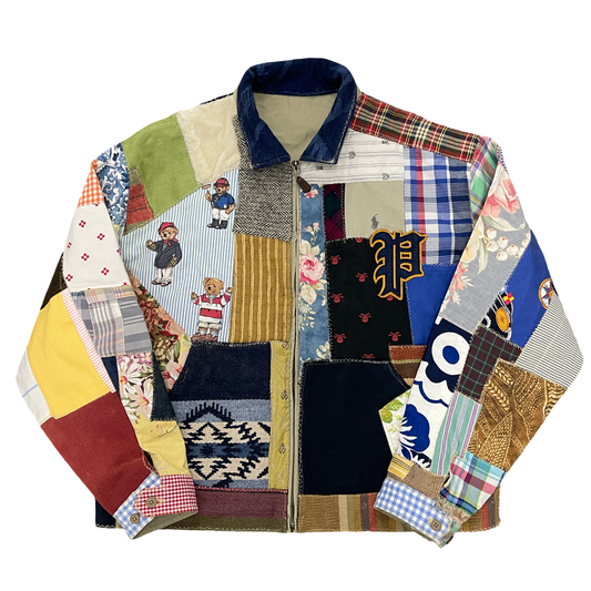 BLUESIN’S “CLASSICAL STORY” POLO RALPH LAUREN PATCHWORK HARRINGTON FULL ZIP JACKET