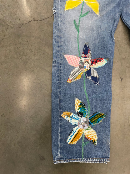 Bluesin’s “Blues Garden” Reworked Patchwork Denim Jeans